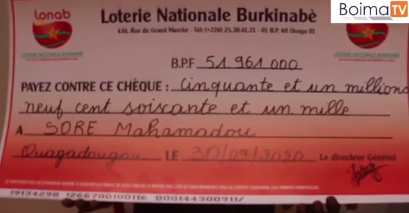 Plus de 173 millions de fcfa remis aujourd’hui aux trois heureux gagnants du 4+1 de la loterie nationale burkinabé à son siège à Ouagadougou ce 30 septembre