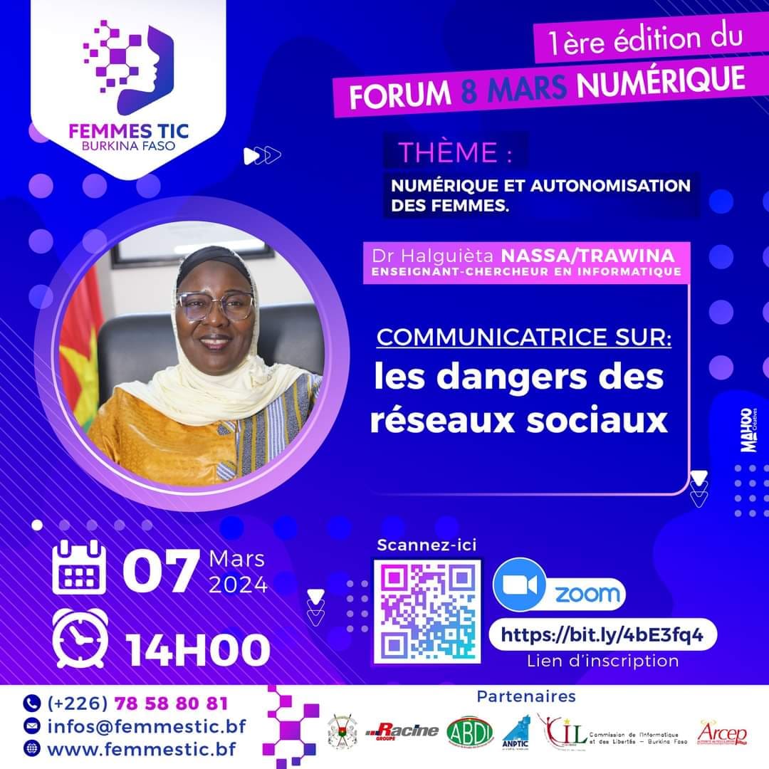 FTICBF, FTIC : Dr Halguièta TRAWINA épouse NASSA, notre communicatrice sur « les dangers des réseaux sociaux ».