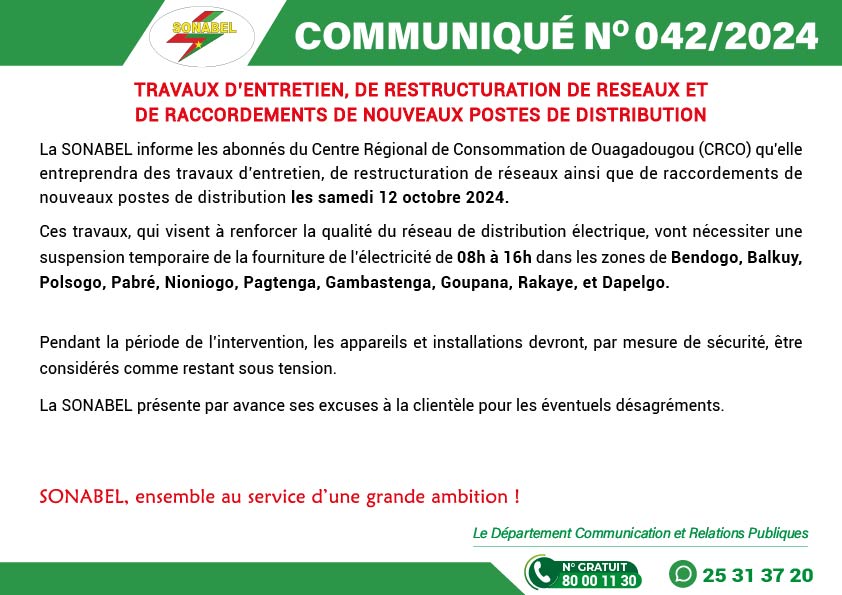 Communiqué SONABEL