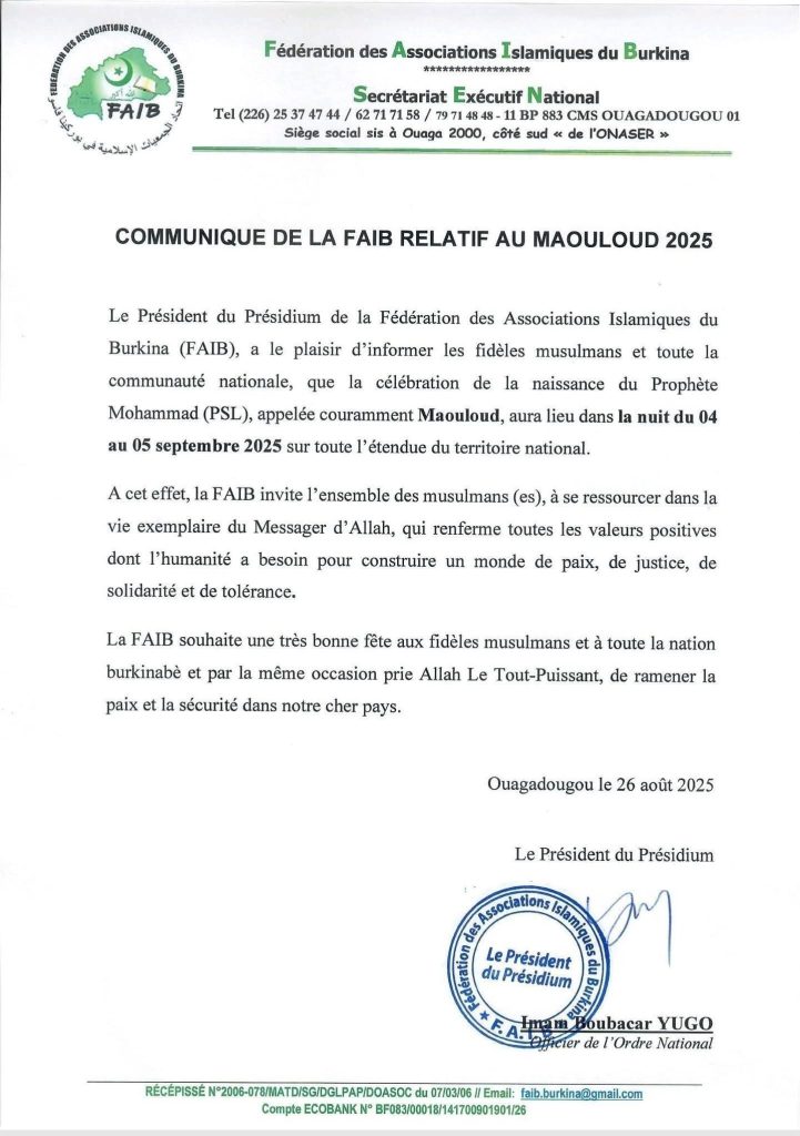 Communiqué de la FAIB relatif au maloud 2025